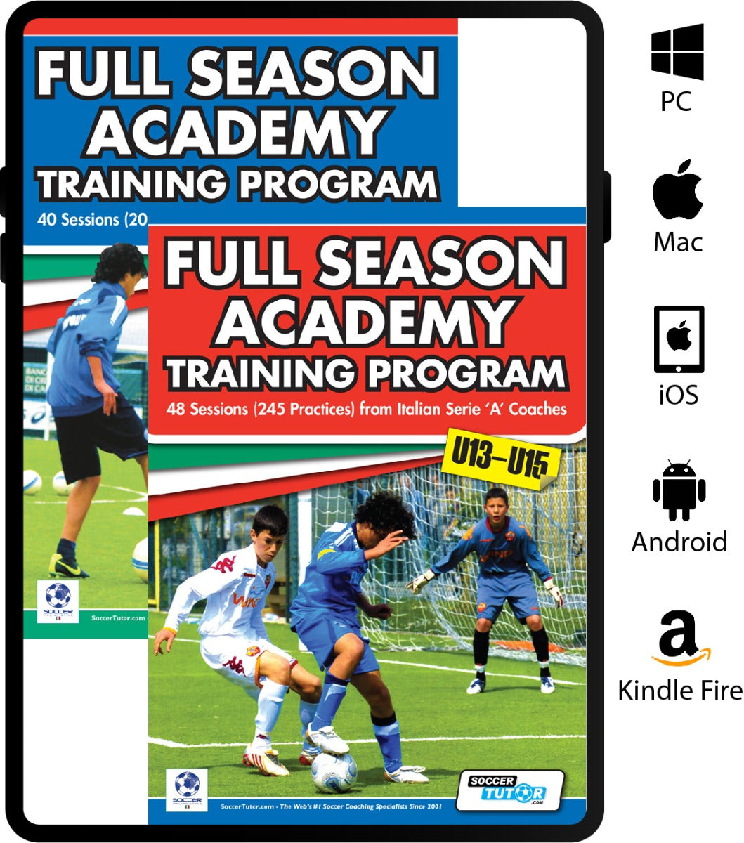 Full Season Academy Training Program U9-15 - 88 Sessions (440 Practices) - 2 Book Bundle