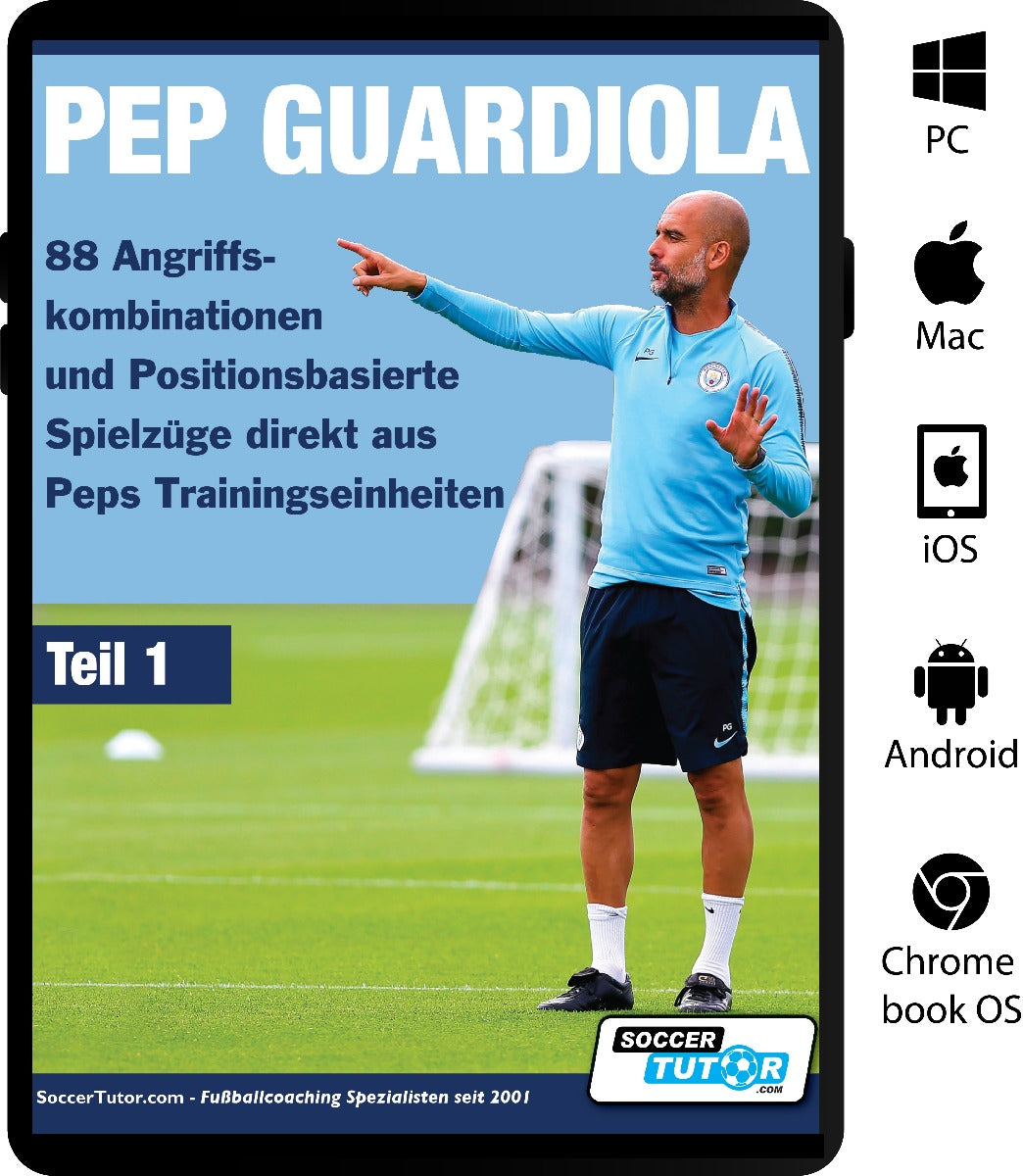 PEP GUARDIOLA - 88 Angriffskombinationen und Positionsbasierte Spielzüge direkt aus Peps Trainingseinheiten